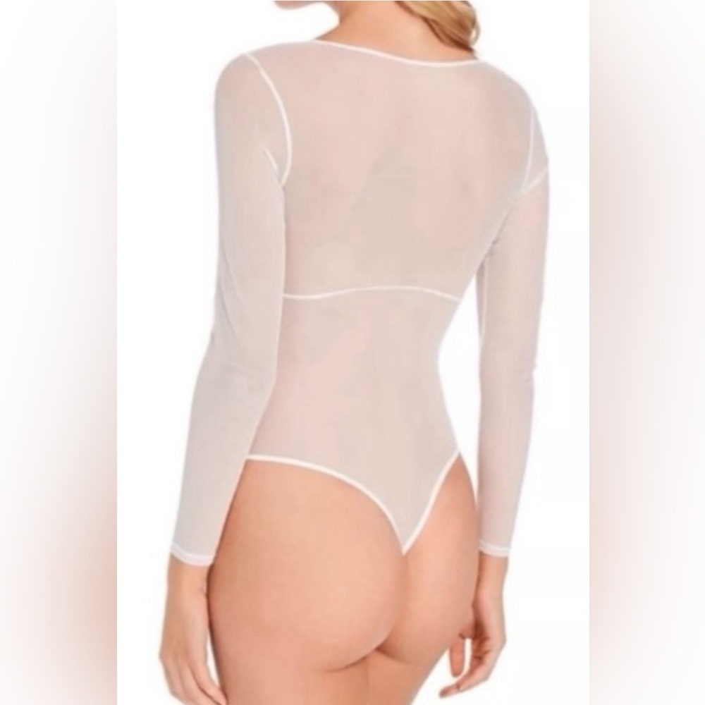 INC Long Sleeve Lace Mesh Bodysuit